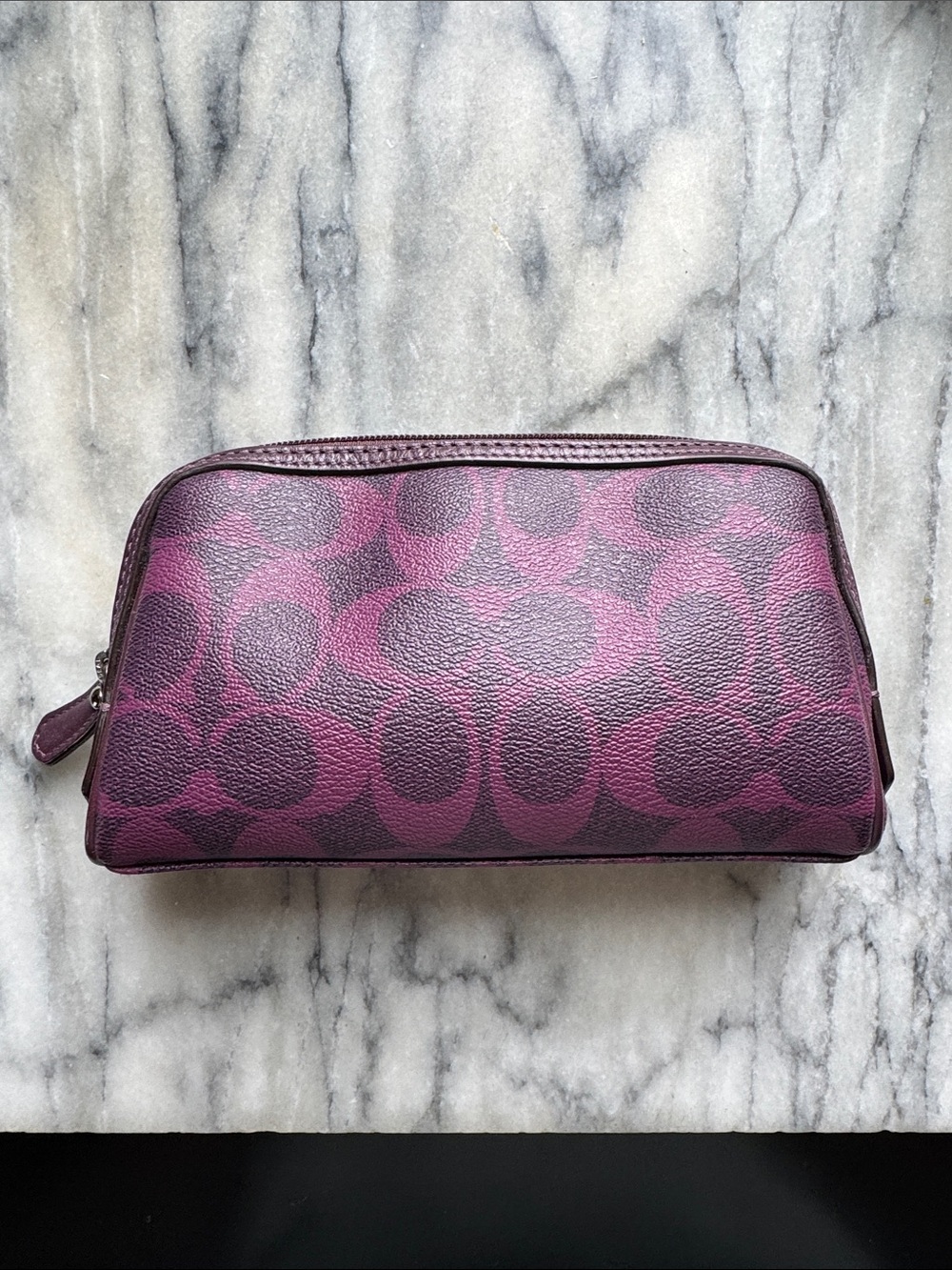 Coach Plum Logo Cosmetic Pouch